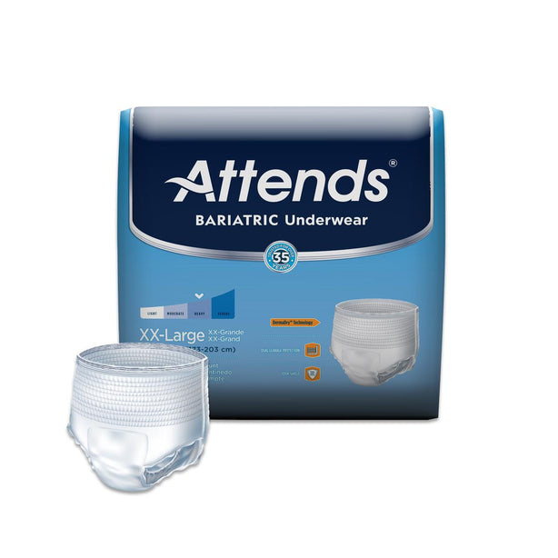Attends Extra Absorbency Bariatric Briefs, Size 2XL, Fits 68" - 80" Waist, Incontinence ProtectiveUnderwear - AU50 - 12 Each