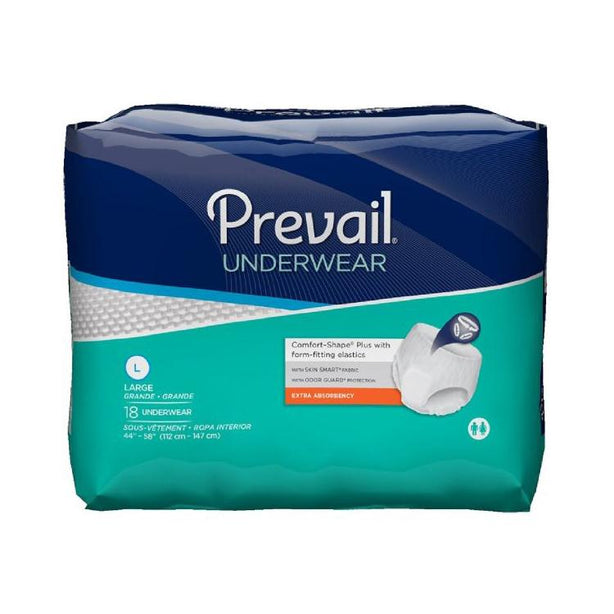 First Quality Incontinence Prevail Unisex Protective Underwear, Extra Absorbency, Size L, 44" to 58" Waist, 18 per Bag - PV-513 - 18 Each