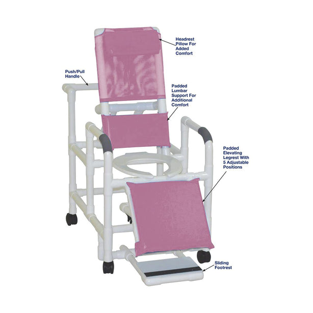 Mjm International PVC Reclining Shower Chairs with Footrest - PVCM196MVM