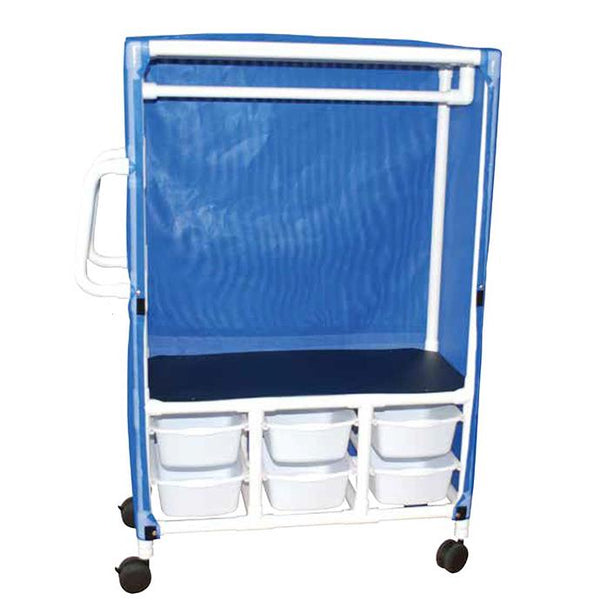 PVC Linen Carts with Bins - 345-1C-6T, ROYAL BLUE AND MESH - 1 Each - MDL-PVCM3451C6TBM