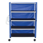 PVC Linen Carts with Bins - P350-24"4C, ROYAL BLUE MESH - 1 Each - MDL-PVCM350244CBM