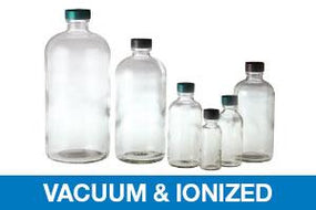 QORPAK Vacuum/Ionized Clear Glass Boston Round Bottles with Caps GLC-01195 12 Each - MDL-QORGLC01195