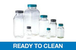 Qorpak Clear French Square Bottles Ready-To-Clean with Caps - QORGLC01307