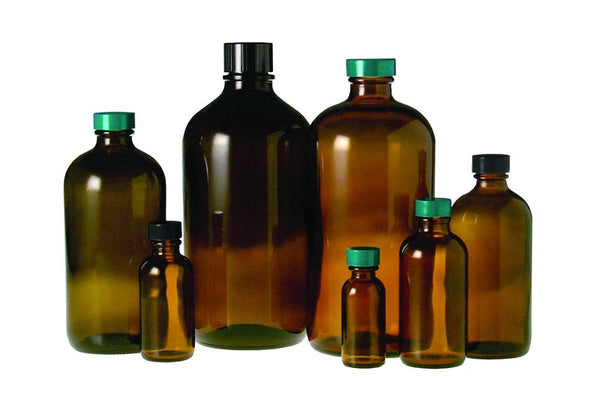 QORPAK Amber Boston Round BTLS with Phenolic Pulp/Tin Foil Cap GLC-01937 24 Each - MDL-QORGLC01937