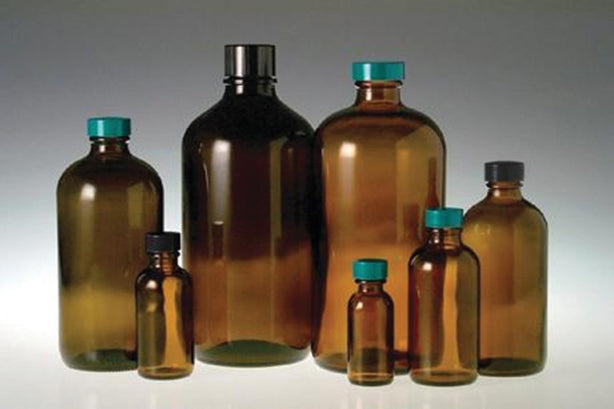 QORPAK Amber Boston Round BTLS with Thermoset F217/PTFE Cap GLC-01977 12 Bottle - MDL-QORGLC01977