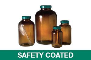 QORPAK Safety Coated Amber Packer Bottles with Thermoset F217/PTFE Cap GLC-02290 12 Each - MDL-QORGLC02290