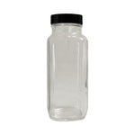 Qorpak Clear French Square Bottles Ready-To-Clean with Caps GLC-05003 - 24.0 Each