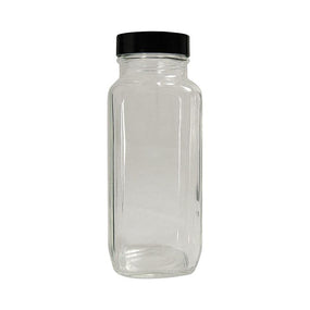 Qorpak Clear French Square Bottles Ready-To-Clean with Caps GLC-05003 - 24.0 Each