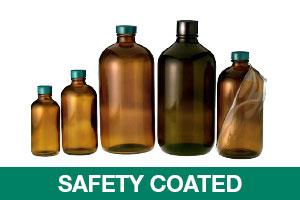 QORPAK Safety Coated Amber BSTN Bottles with Phenolic Pulp/Vinyl Cap GLC-08947 24 Each - MDL-QORGLC08947