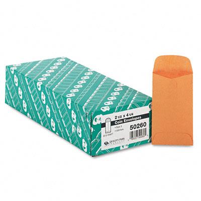 Kraft Coin and Small Parts Envelope, Brown Kraft, #3, 2-1/2" x 4-1/4t, 20#, 500 per Box - 50260 - 5 Each