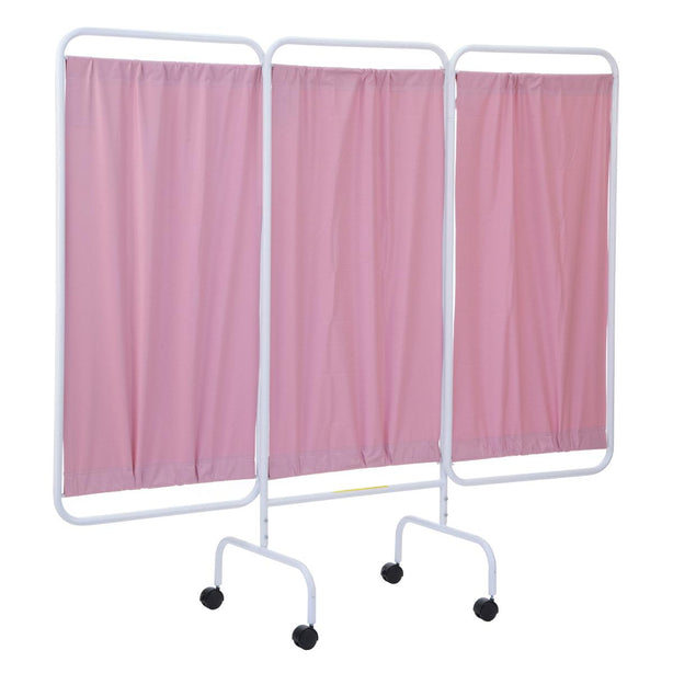 R B Wire Products R&B 3-Panel Mobile 3 Panel Privacy Screen with 2" Casters, 81"L X 69"H, Pink - RBWPSS3CP