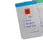 Rd Plastics Co Color-Coded Top Printed Biohazard Bag with Color Lip, Zip Closure, 3- Wall, Blue, 2mL, 6" x 9" - RDPQ607