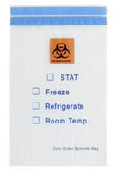 Rd Plastics Co Color-Coded Top Printed Biohazard Bag with Color Lip, Zip Closure, Orange, 6" x 9" - RDPQ609