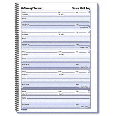 Voice Mail Wirebound Log Books - 51114 - 1 Each - MDL-RED51114