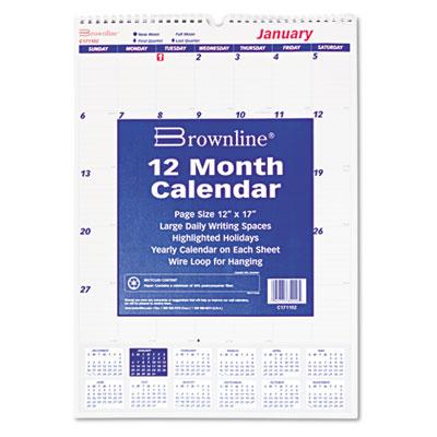 REDIFORM OFFICE PRODUCTS Brownline Twin Wire-Bound Wall Calendars C171102 1 Each - MDL-REDC171102