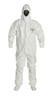 Dupont Tychem Series 128 White Chemical-Resistant Coveralls with Hood SL128TWHLG000600 - 6.0 Each