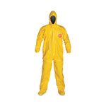 Dupont Tychem Series 122 Hooded Chemical-Resistant Yellow Coveralls QC122TYL2X000400 4.0 Each-MDL-REGQC122TL2X