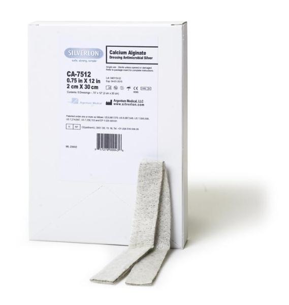 ARGENTUM MEDICAL Silverlon Calcium Alginate Dressings CA-7512 5 Each
