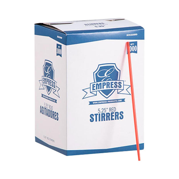 Empress Semi Slim Straw, Unwrapped, Red - ECK525RD - 10000 Each