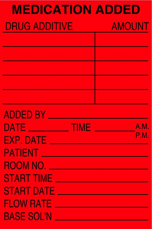Centurion Nursing IV Bag Labels - RL3365K - 1 Roll - MDL-RL3365K