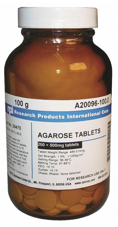 Research Intl Internation A20096-100.0 Agarose 500 mg Tablets, 200 Tablets (100 g Each) - MDL-RPIA20096100 - 1 Each