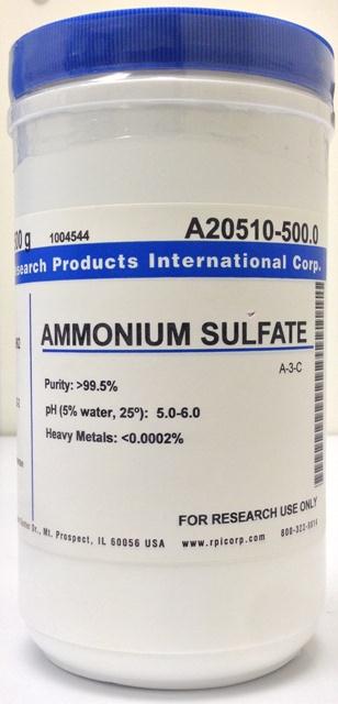 Research Intl A20510-500.0 Ammonium Sulfate, 500 g - MDL-RPIA20510500 - 1 Each