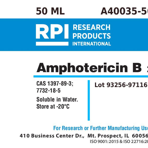 Research Products Intl Corp Amphotericin B A40035-50.0 - 1.0 Each