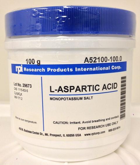 Research Intl A52100-100.0 L-Aspartic Acid, Monopotassium Salt, 100 g - MDL-RPIA52100100 - 1 Each