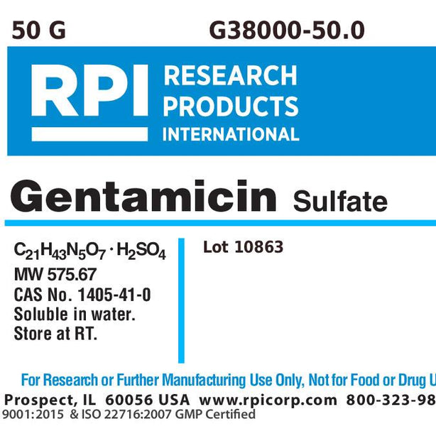 Research Products Intl Corp Gentamicin Sulfate G38000-50.0 - 1.0 Each