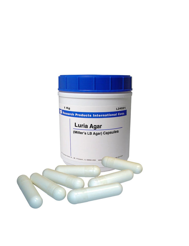 Research Intl Pre-Buffer L24021-1000.0 Luria Agar (Miller's LB Agar) Pre-Buffered 1 g Capsules, 1 kg - MDL-RPIL240211000 - 1 Each