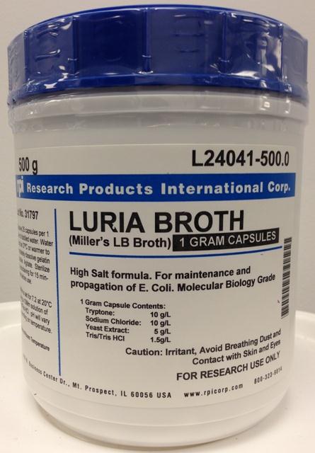Research Products Intl Corp Luria Broth (Miller'S Lb Broth) Pre-Buff L24041-500.0 - 1.0 Each