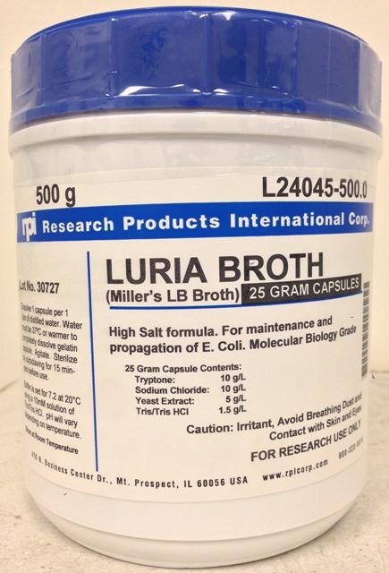 Research Products Intl Corp Luria Broth (Miller'S Lb Broth) Pre-Buff L24045-500.0 - 1.0 Each