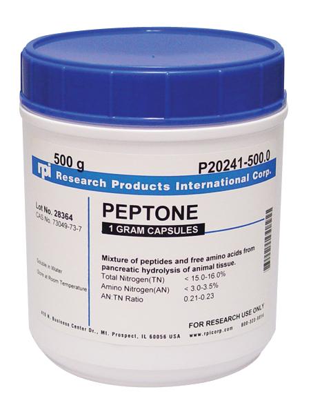 Research Intl P20241-500.0 Peptone, 1 g Capsules, 500 g - MDL-RPIP20241500 - 1 Each
