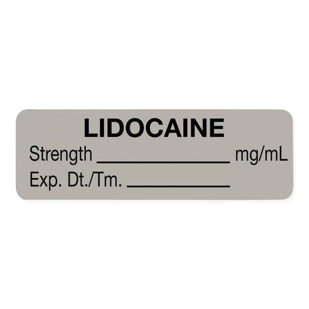 United Ad Drug Tape and Lidocaine Label, Strength (mg / mL), Expiration Date / Time, Gray, 1-1/2" x 1/2", Permanent, 610 Labels / Roll - ULAL743 - 610 Each