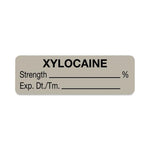 United Ad Drug Tape and Xylocaine Label, Strength (%), Expiration Date / Time, Gray, 1-1/2" x 1/2", Permanent, 610 Labels / Roll - RRDULAL780