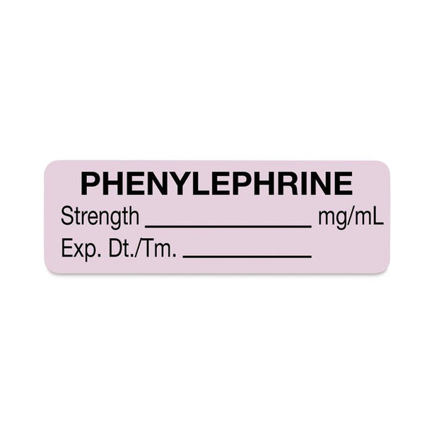 United Ad Drug Tape and Phenylephrine Label, Strength (mg / mL), Expiration Date / Time, Lavender, 1-1/2" x 1/2", Permanent, 610 Labels / Roll - ULAM413 - 610 Each