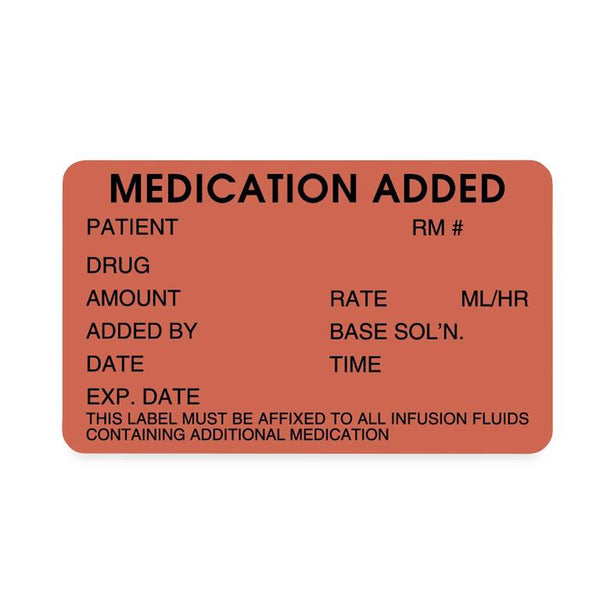 United Ad by UAL / Donnelley I. V. Medication Added Label, 2-1/2" x 1-1/2" - ULHH506 - 600 Each