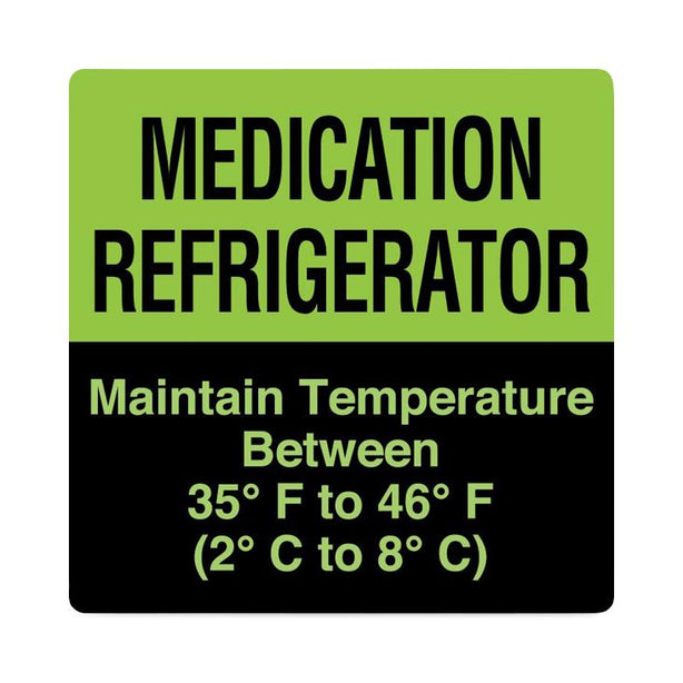 United Ad Drug Tape and Medication Refrigerator Label, Fluorescent Green, 4-1/2" x 4-1/2", Removable, 10 Labels / Pack - RRDULPH100