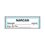 United Ad Drug and Narcan Label Tape, Strength (mg / mL), Expiration Date / Time, Light Blue / White Stripe, 1-1/2" x 1/2", Removable, 500"/Roll - ULTA025 - 333 Each