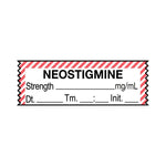 United Ad Drug and Neostigmine Label Tape, Strength (mg / mL), Date, Time, Initial, Red / White Stripe, 1-1/2" x 1/2", Removable, 500"/Roll - RRDULTJ017D