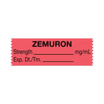 United Ad Drug and Zemuron Label Tape, Strength (mg / mL), Expiration Date / Time, Fluorescent Red, 1-1/2" x 1/2", Removable, 500"/Roll - RRDULTJ110