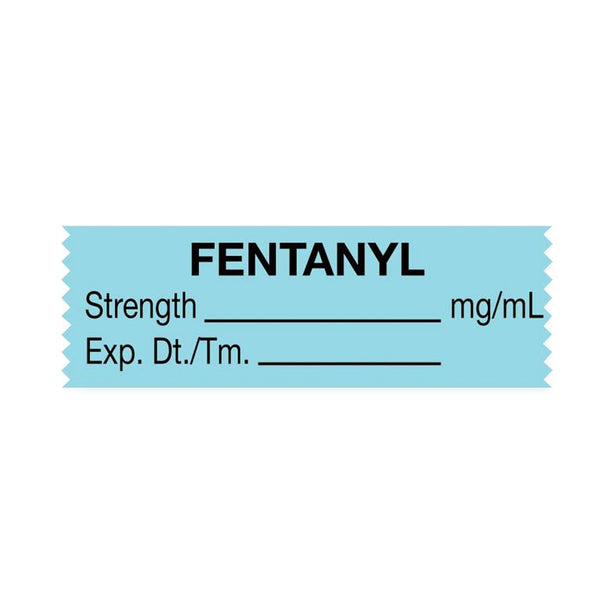 United Ad Drug and Fentanyl Label Tape, Strength (mg / mL), Expiration Date / Time, Blue, 1-1/2" x 1/2", Removable, 500"/Roll - RRDULTJ7611