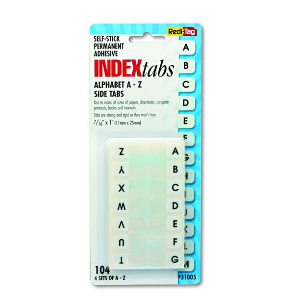 A-Z Permanent Indexing Tabs - 31005 - 104 Each - MDL-RTG31005