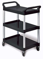 Rubbermaid Plastic Utility Carts w/Shelves by Rubbermaid - RUB342488BLA