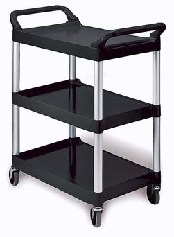 Rubbermaid Plastic Utility Carts w/Shelves by Rubbermaid - RUB342488BLA