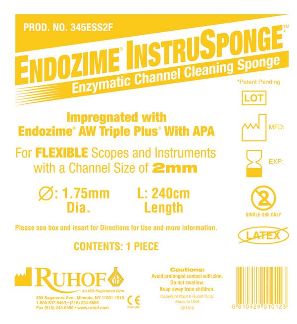 Ruhof Endozime For Flexible Instruments 345ESS2F Sponge, Cleaning, Instrusponge, 1.75MM - MDL-RUH345ESS2F - 100 Each