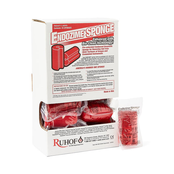 Ruhof Healthcare Endozime Cleaning Sponges with Bio-Clean Technology 345SPG - 25.0 Each