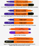 Ansell 2-in-1 &amp; Dual Tip/Dual Ink Skin/Permanent Time Out 4-in-1 No-Roll Marker with Sleeve, Nonsterile - 1041-NNS - 400 Each