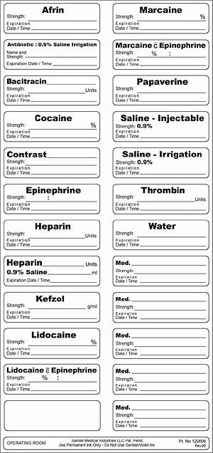 Ansell Healthcare Sandel Correct Medication Labeling Systems - SAD3302