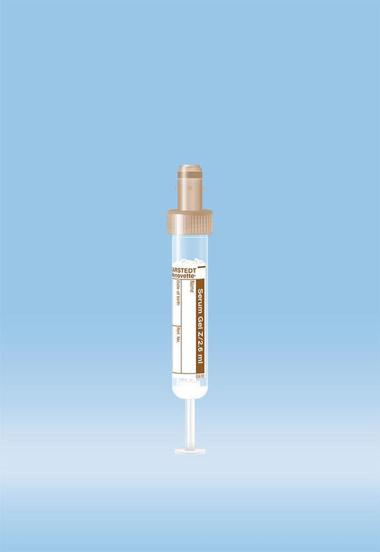 S-Monovette Sterile Blood Collection Tube, 2.6 mL, Z-Gel Serum, Brown, Serum-Gel Clotting Activator - 04.1905.001 - 500 Pack